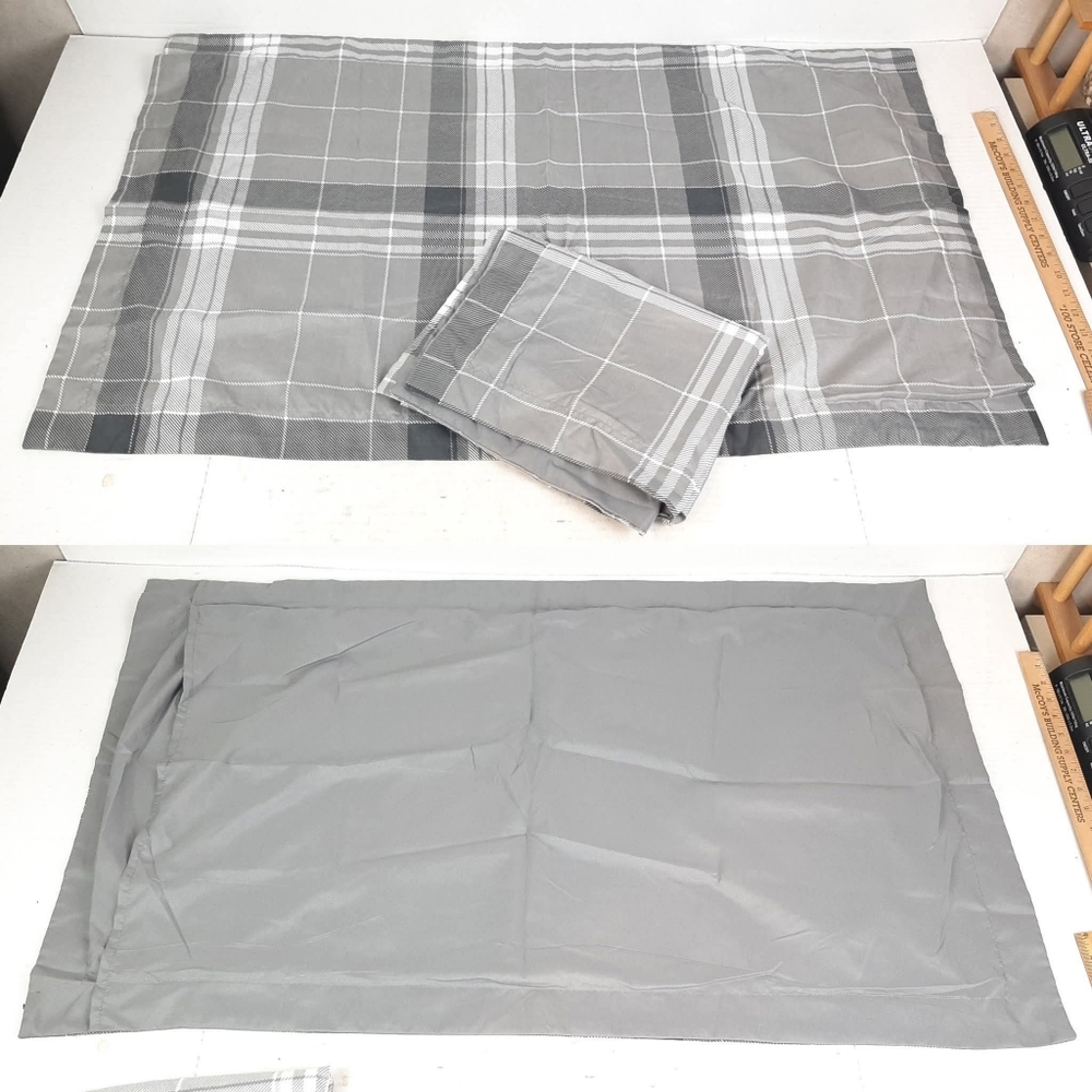 🔥 Set of 2 king size gray plaid London Fog pillow shams L1